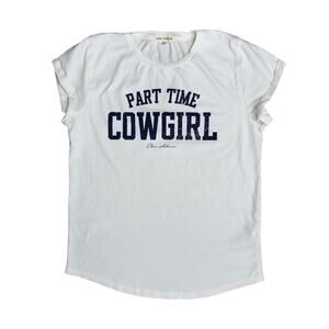 EDEN ASHRAM White Rolled Sleeve ‘PART TIME COWGIRL’ T-Shirt Women’s